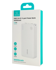 USAMS power bank CD254, 2x θύρες εξόδου, 20000mAh, 10W, λευκό