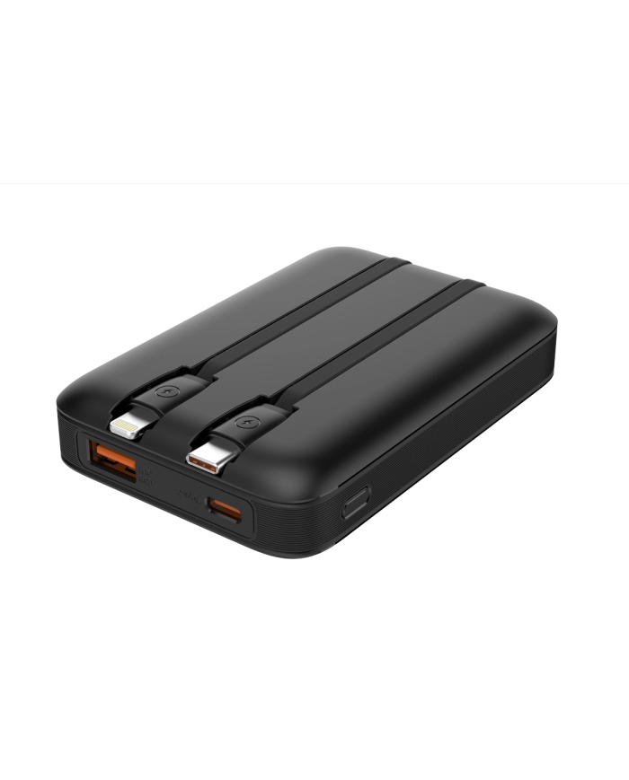 POWERTECH power bank με καλώδια και οθόνη PT-1417 10000mAh, 22.5W, μαύρο