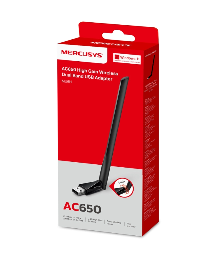 MERCUSYS ασύρματος USB αντάπτορας δικτύου MU6H, AC650, Dual Band, V 1.30