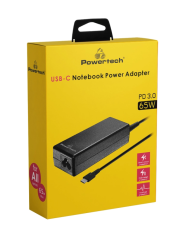 POWERTECH φορτιστής laptop PT-1319, USB-C PD 3.0, universal, 65W, μαύρος