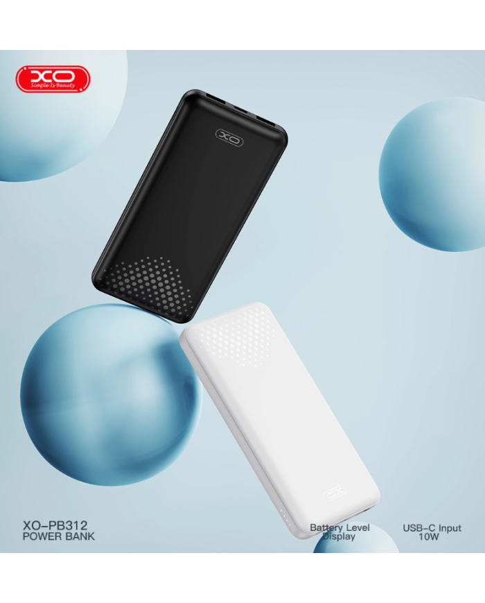 XO PB312 Powerbank 10.000mAh Μαύρο