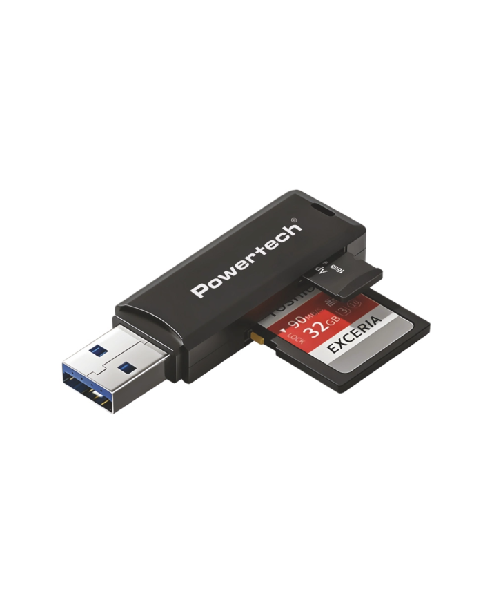 POWERTECH card reader PT-1605 για SD & micro SD, USB 3.0, 5Gbps, μαύρο