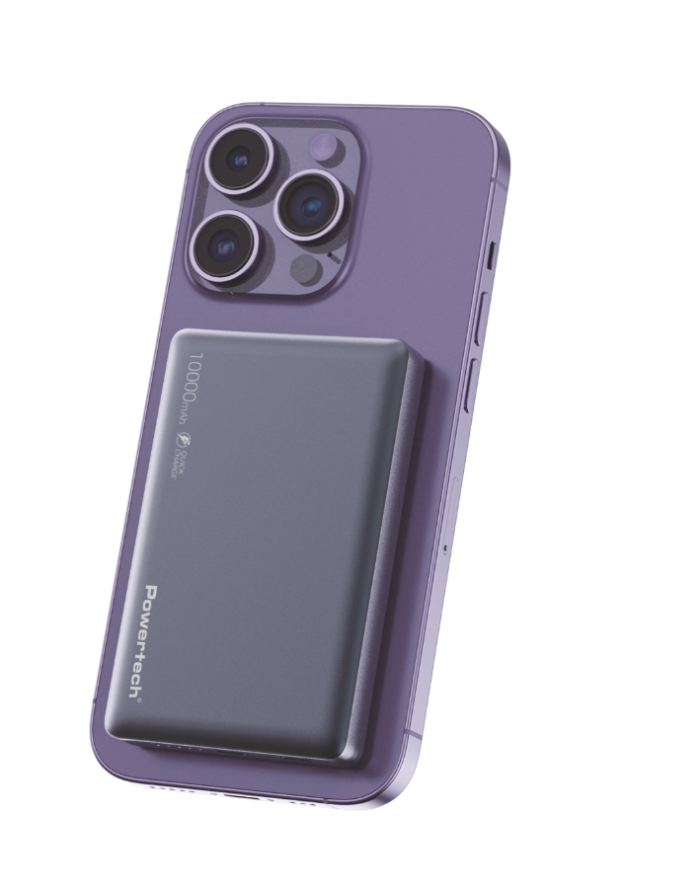 POWERTECH power bank PT-1377, 10000mah, magnetic wireless, 20W, γκρι