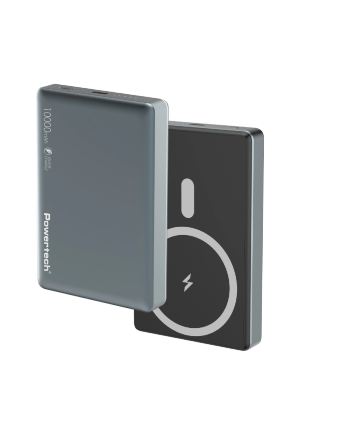 POWERTECH power bank PT-1377, 10000mah, magnetic wireless, 20W, γκρι