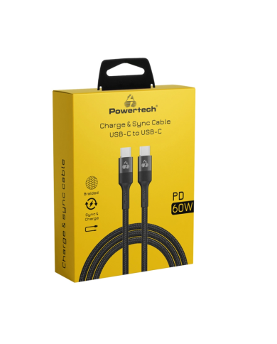 POWERTECH καλώδιο USB-C σε USB-C PTR-0168, PD 60W, copper, 1.5m, μαύρο