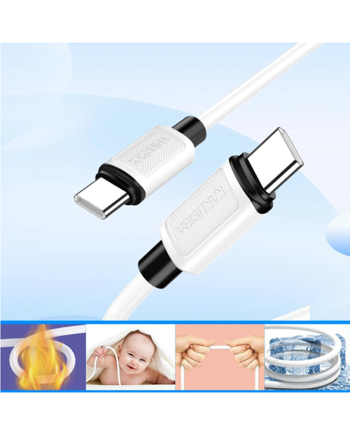 AKUSIGA καλώδιο USB-C σε USB-C KSC-998, σιλικόνης, 100W, 480Mbps, 1m, λευκό