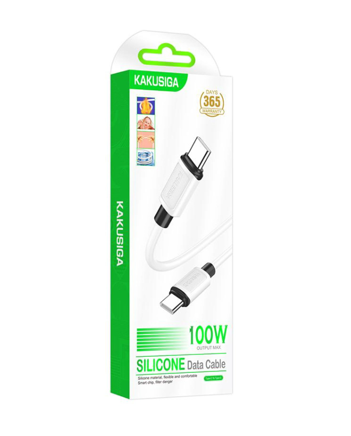 AKUSIGA καλώδιο USB-C σε USB-C KSC-998, σιλικόνης, 100W, 480Mbps, 1m, λευκό