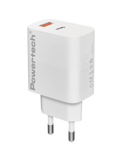 POWERTECH φορτιστής τοίχου PT-1433, USB/USB-C, 30W, GaN, λευκός