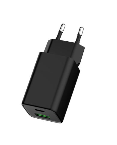 POWERTECH φορτιστής τοίχου PT-1501, USB/USB-C, 65W, GaN, μαύρος