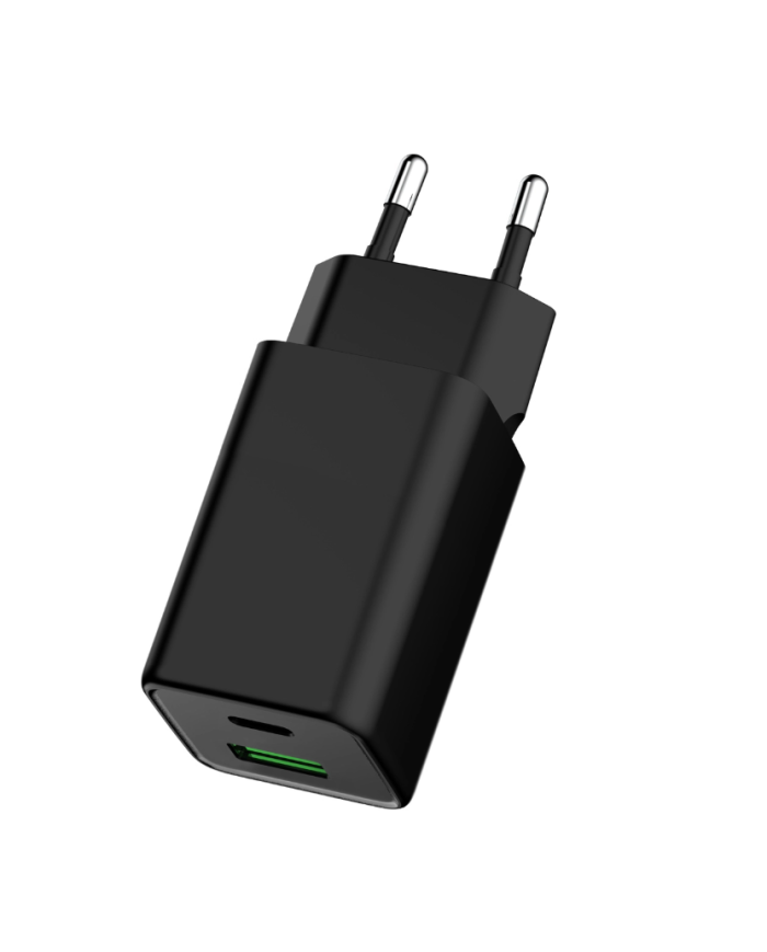 POWERTECH φορτιστής τοίχου PT-1501, USB/USB-C, 65W, GaN, μαύρος