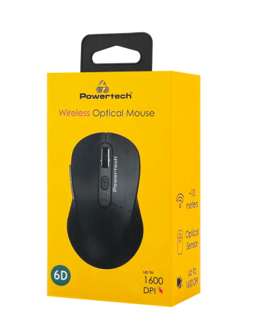 POWERTECH ασύρματο ποντίκι PT-1466, USB δέκτης, έως 1600DPI, μαύρο