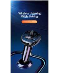 USAMS FM transmitter με οθόνη US-CC115, 2x USB, SD card, 3.4A, μαύρο