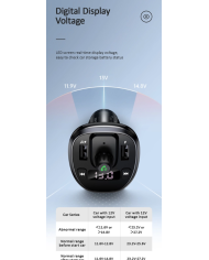 USAMS FM transmitter με οθόνη US-CC115, 2x USB, SD card, 3.4A, μαύρο