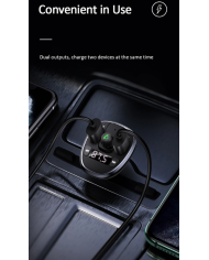 USAMS FM transmitter με οθόνη US-CC115, 2x USB, SD card, 3.4A, μαύρο