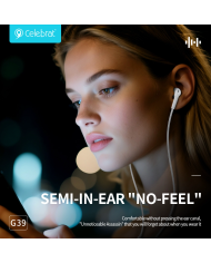 CELEBRAT earphones με μικρόφωνο G39, USB-C σύνδεση, 14mm, 1.2m, μαύρα