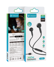 CELEBRAT earphones με μικρόφωνο G39, USB-C σύνδεση, 14mm, 1.2m, μαύρα