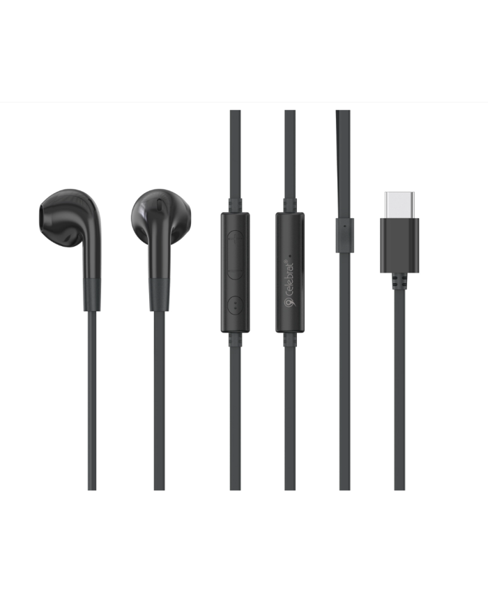 CELEBRAT earphones με μικρόφωνο G39, USB-C σύνδεση, 14mm, 1.2m, μαύρα