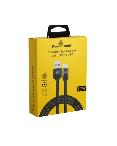 POWERTECH καλώδιο micro USB σε USB PTR-0170, 12W 2.4A, copper, 1.5m, μαύρο