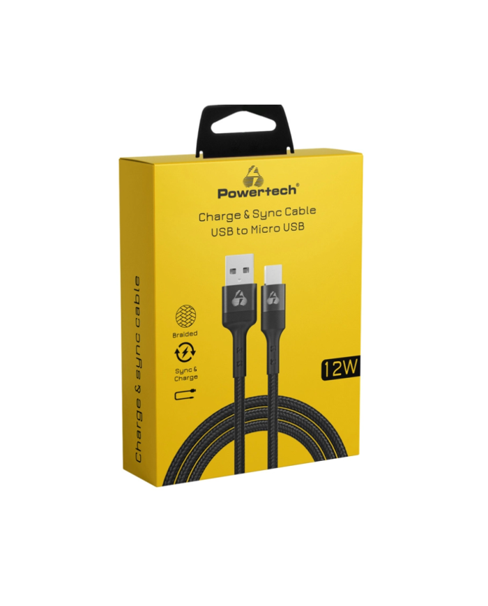 POWERTECH καλώδιο micro USB σε USB PTR-0170, 12W 2.4A, copper, 1.5m, μαύρο