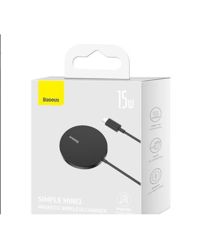 BASEUS SIMPLE MINI3 ΑΣΥΡΜΑΤΟΣ ΦΟΡΤΙΣΤΗΣ, 15W, ΜΑΥΡΟΣ