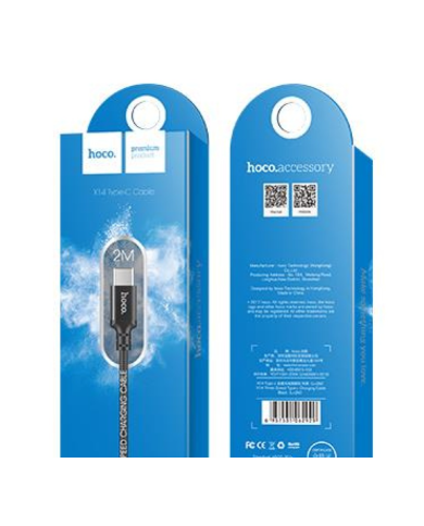OCO X14 TIMES SPEED TYPE-C CHARGING CABLE 2M ΜΑΥΡΟ
