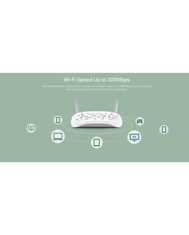 TP-LINK Wi-Fi Modem Router TD-W8961N, ADSL2+ AnnexA, 300Mbps, Ver. 3.0