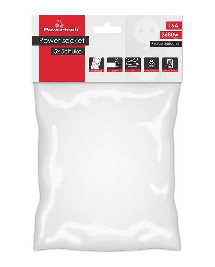 Powertech Πολύπριζο Ασφαλείας 5 Θέσεων με Μήκος Καλωδίου 1.5m