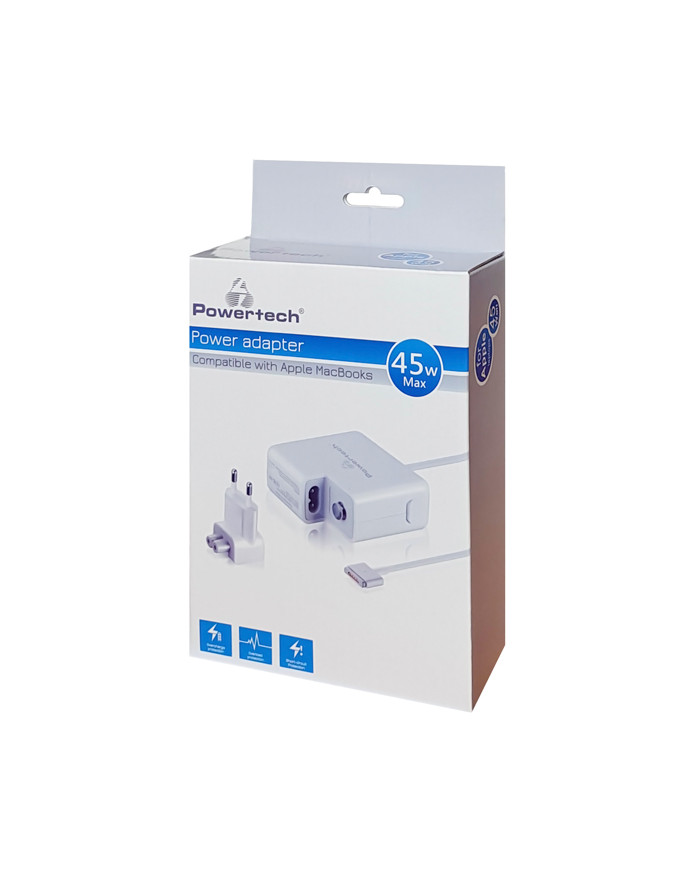POWERTECH τροφοδοτικό laptop PT-836 για Apple Macbooks, 45W, λευκό
