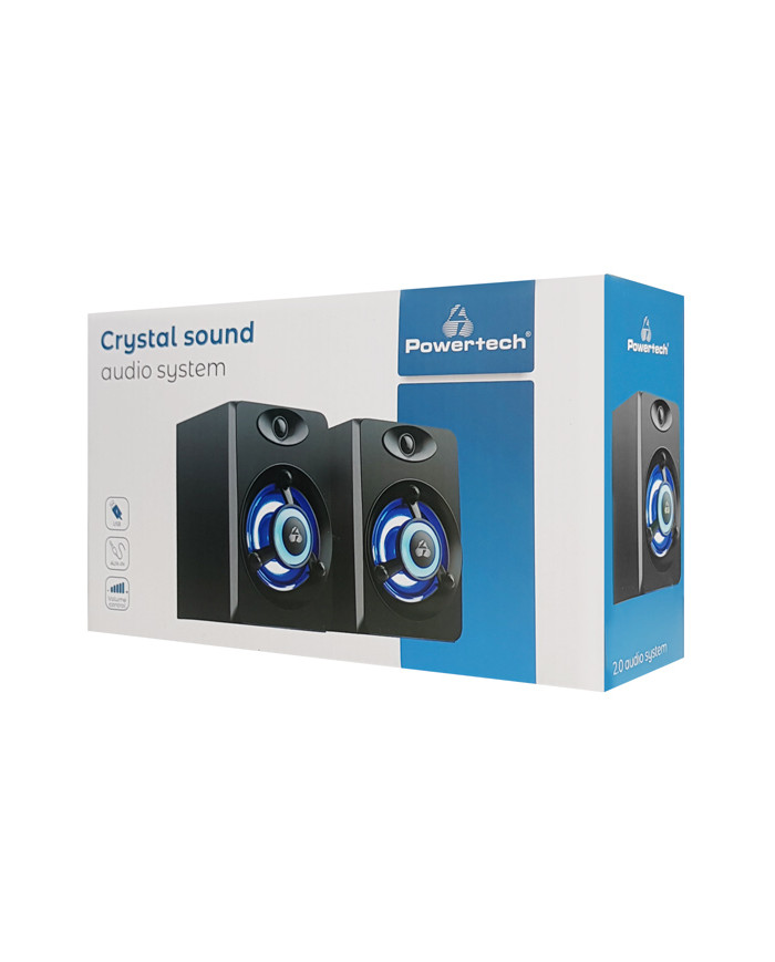 POWERTECH ηχεία Crystal sound PT-842, 2x 3W, 3.5mm, μαύρα