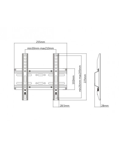 BRATECK επιτοίχια βάση KL25-22F, για οθόνη 23-42", έως 35kg