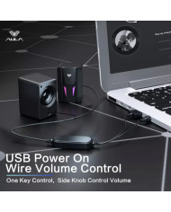 AULA gaming ηχεία N-108, 2x 3W, RGB, USB/3.5mm, μαύρα