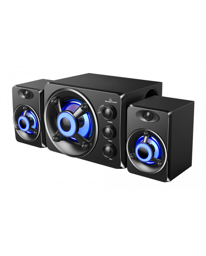 POWERTECH ηχεία Crystal sound PT-841, 2.1, 5W + 2x 3W, 3.5mm, μαύρα