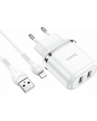 Hoco Lightning Cable & 2x USB Wall Adapter Λευκό