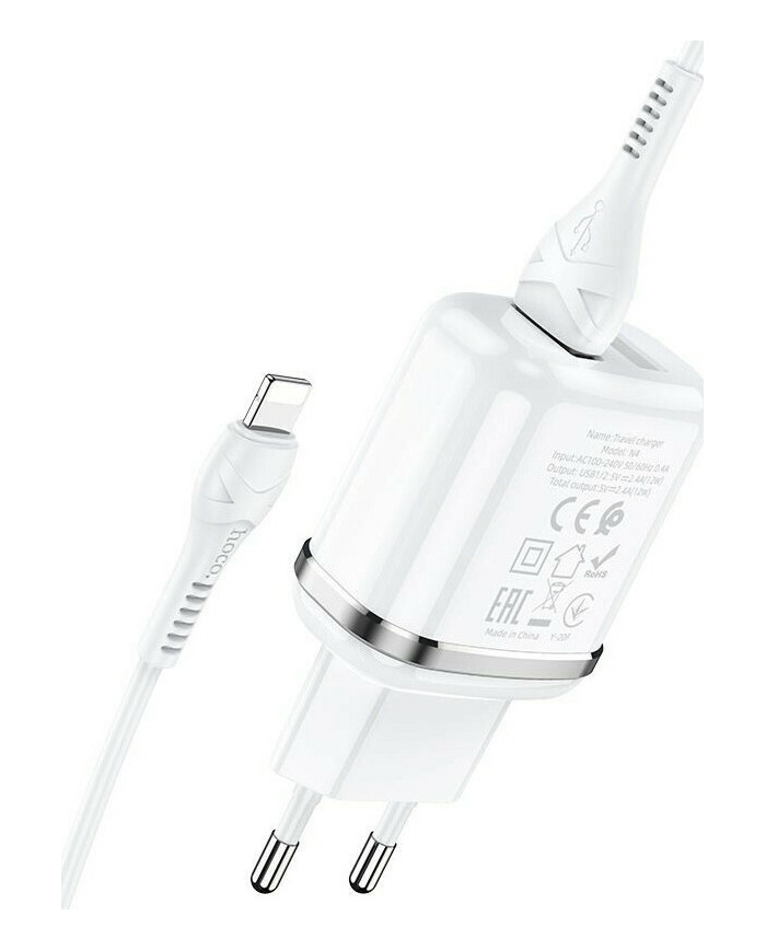 Hoco Lightning Cable & 2x USB Wall Adapter Λευκό