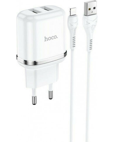 Hoco Lightning Cable & 2x USB Wall Adapter Λευκό