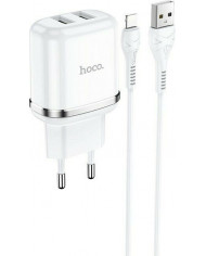 Hoco Lightning Cable & 2x USB Wall Adapter Λευκό