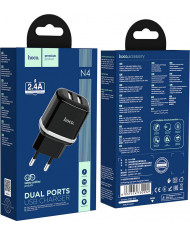 Hoco micro USB Cable & 2x USB-A Wall Adapter Μαύρο (N4 Aspiring)