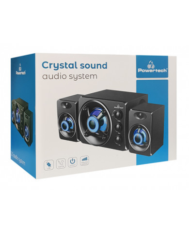 POWERTECH ηχεία Crystal sound PT-841, 2.1, 5W + 2x 3W, 3.5mm, μαύρα