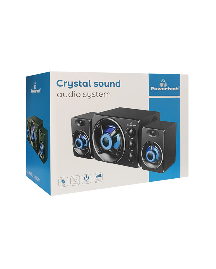 POWERTECH ηχεία Crystal sound PT-841, 2.1, 5W + 2x 3W, 3.5mm, μαύρα