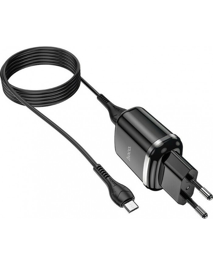 Hoco micro USB Cable & 2x USB-A Wall Adapter Μαύρο (N4 Aspiring)