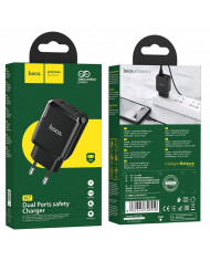 Φορτιστής Ταξιδίου Hoco N7 Speedy με 2 Εξόδους Φόρτισης USB 5V 2.1A Μαύρος