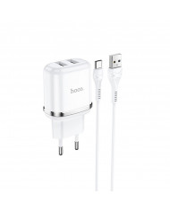 Φορτιστής Ταξιδίου Hoco N4 Aspiring με 2 Εξόδους Φόρτισης USB 5V 2.4A Λευκός με Καλώδιο USB-C 1μ