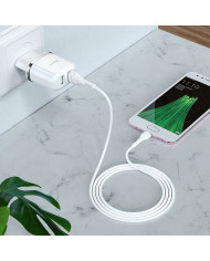 Φορτιστής Ταξιδίου Hoco N4 Aspiring με 2 Εξόδους Φόρτισης USB 5V 2.4A Λευκός με Καλώδιο USB-C 1μ