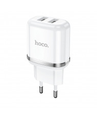 Φορτιστής Ταξιδίου Hoco N4 Aspiring με 2 Εξόδους Φόρτισης USB 5V 2.4A Λευκός