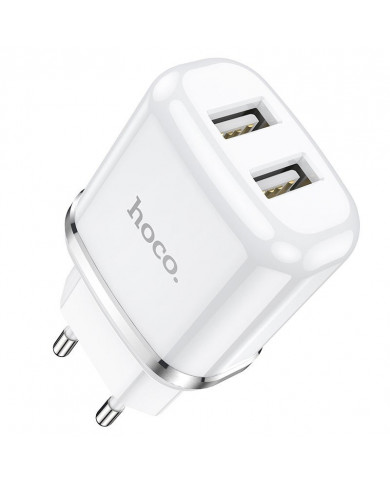 Φορτιστής Ταξιδίου Hoco N4 Aspiring με 2 Εξόδους Φόρτισης USB 5V 2.4A Λευκός