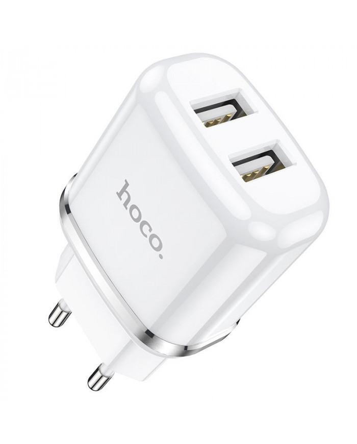 Φορτιστής Ταξιδίου Hoco N4 Aspiring με 2 Εξόδους Φόρτισης USB 5V 2.4A Λευκός