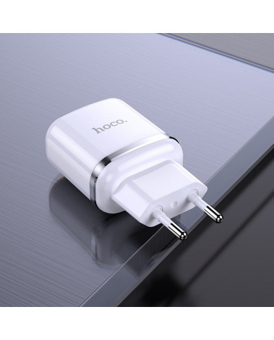 Φορτιστής Ταξιδίου Hoco N4 Aspiring με 2 Εξόδους Φόρτισης USB 5V 2.4A Λευκός