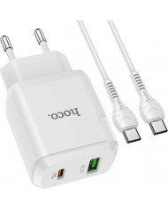 Hoco USB-C Cable & USB-C/USB-A Wall Adapter Λευκό (N5 Favor)