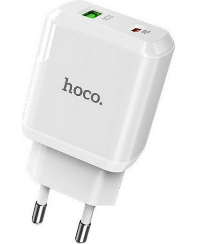 Hoco USB-C Cable & USB-C/USB-A Wall Adapter Λευκό (N5 Favor)