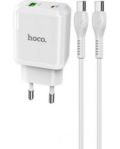 Hoco USB-C Cable & USB-C/USB-A Wall Adapter Λευκό (N5 Favor)